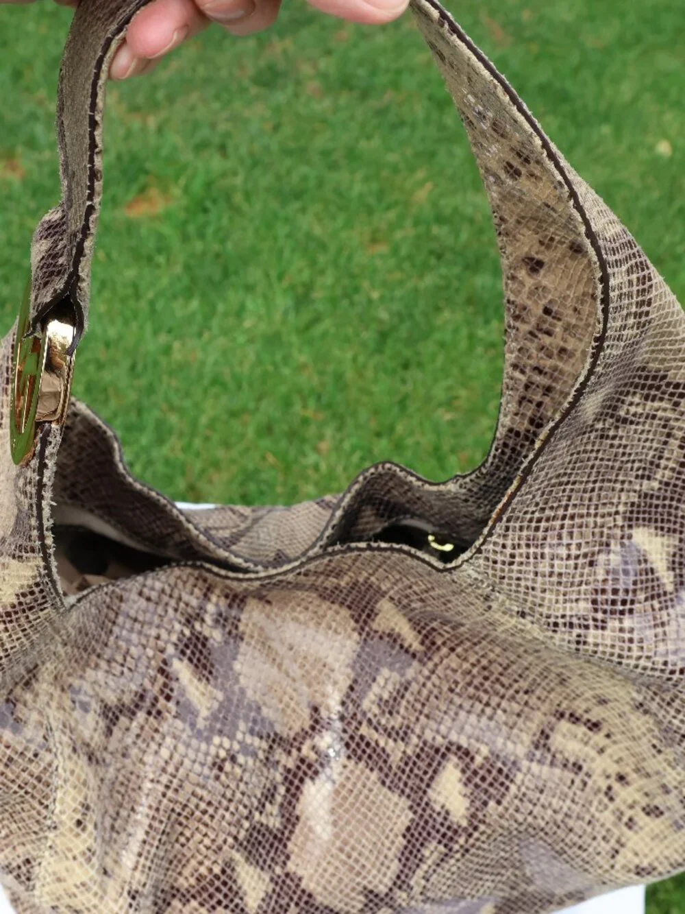 Michael Kors Brown, Tan & Gray Python-Print Hobo Bag
